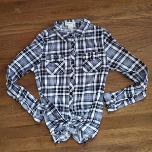 Passport Girl 12 black plaid shirt